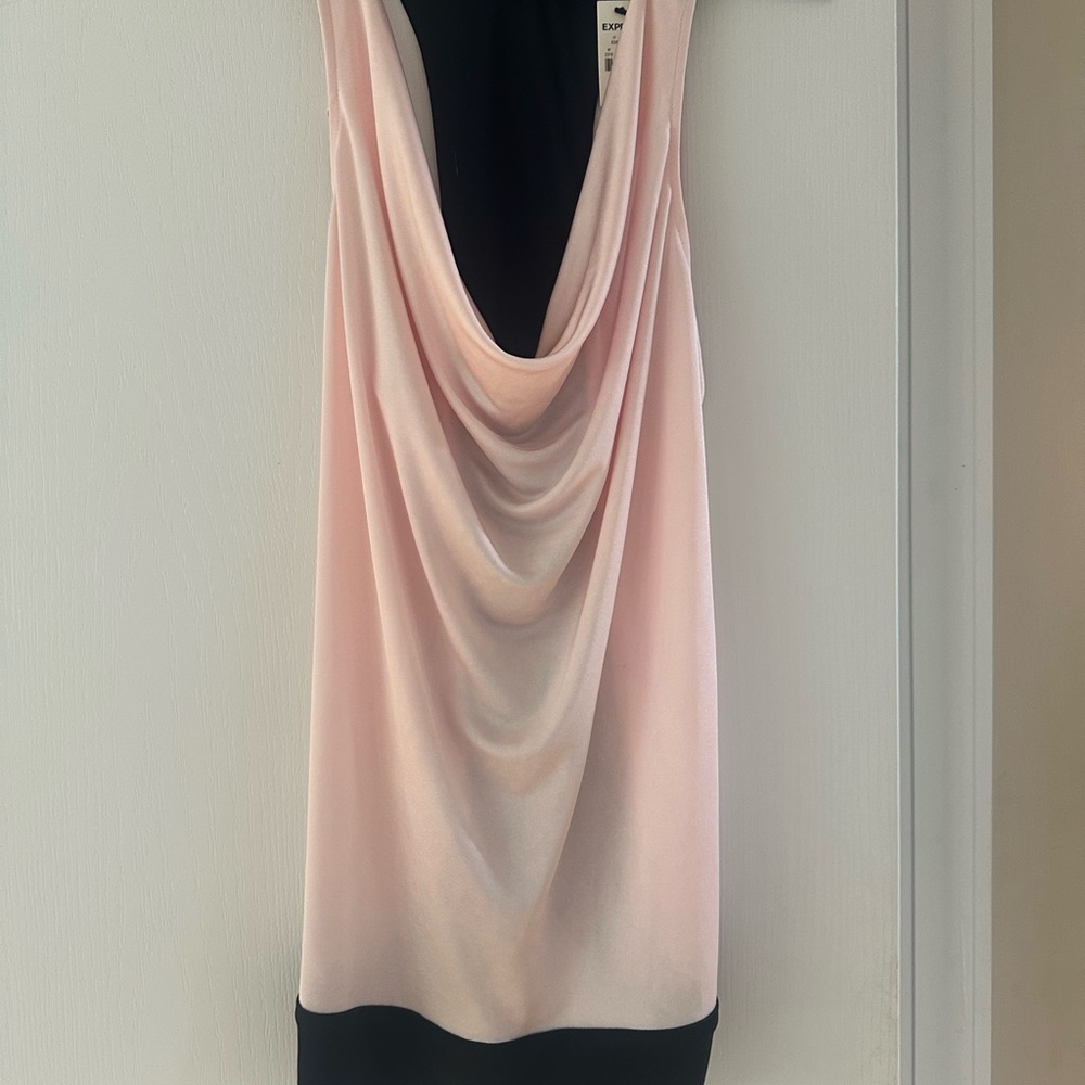 Elegant Pink and Black Draped Dress